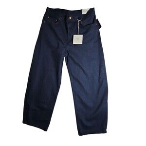 B Sides Leroy Jeans Womens 32 Indigo Wash Barrel Leg Mid Rise Relaxed Fit New